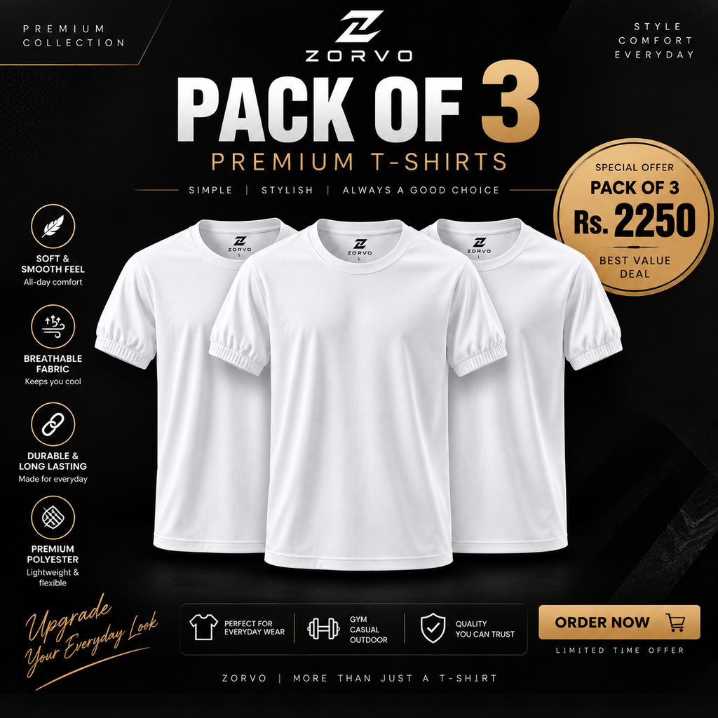Clearance Sale -Pack Of 3- White Shirt Tee's