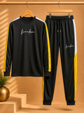 Premium 2 Pc Polyester Tracksuit - Yellow Balck White