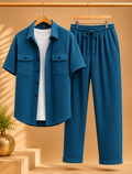 3pc Premium Co-ord Set for mens -  Waffel  Thunder SKY Blue