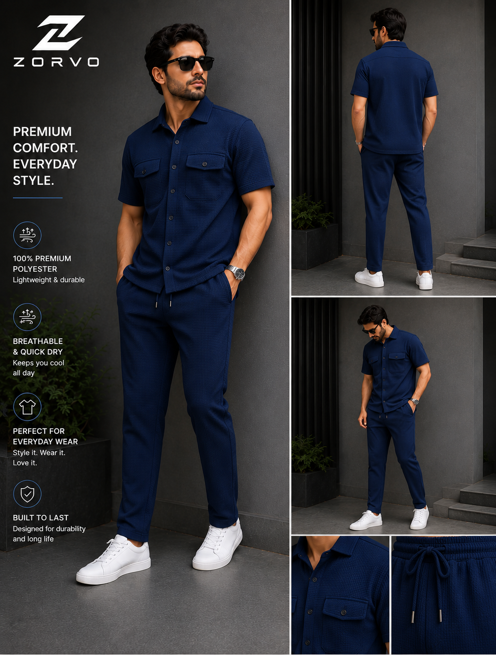 Premium Co-ord Set for mens - Navey Blue
