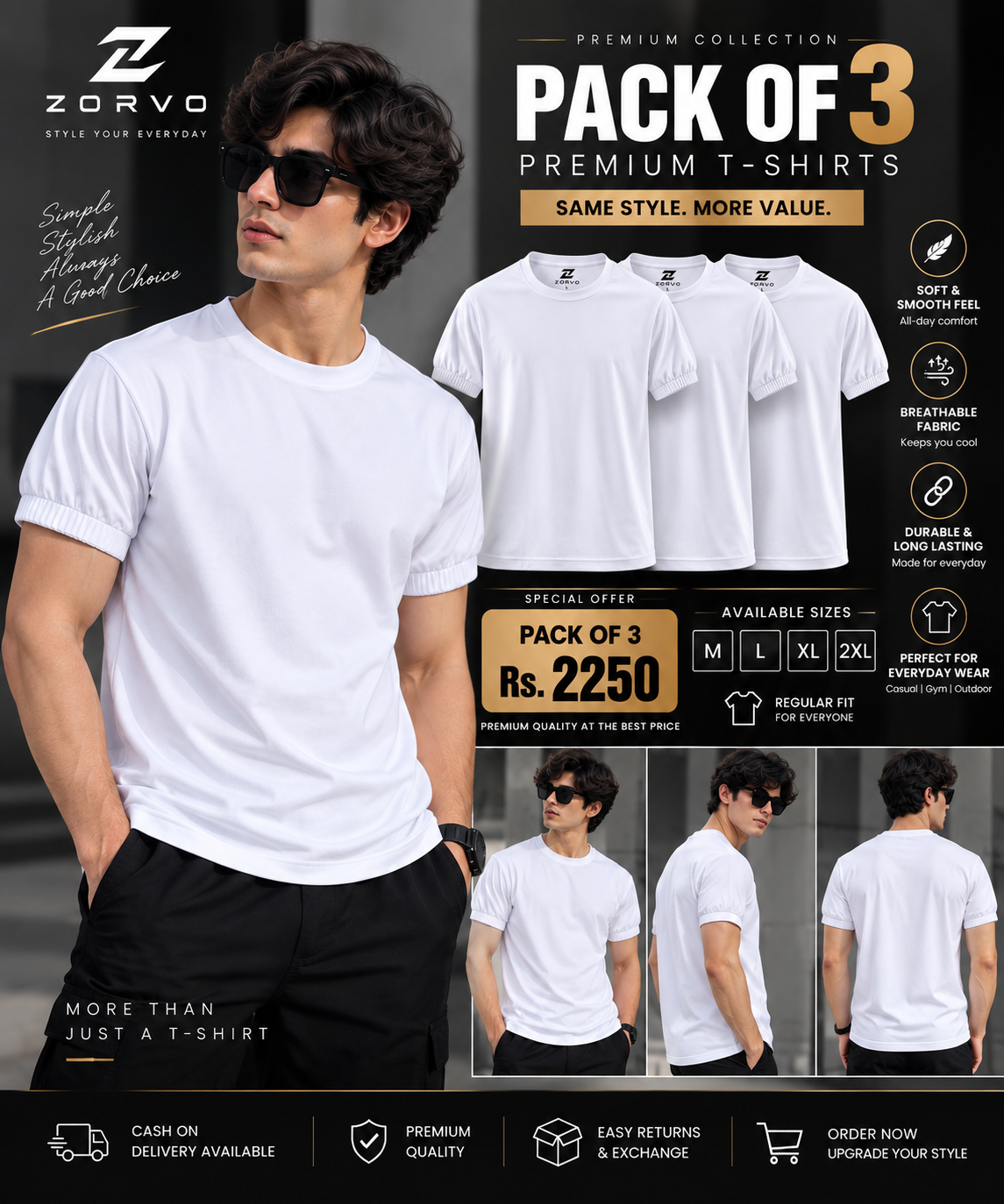 Clearance Sale -Pack Of 3- White Shirt Tee's