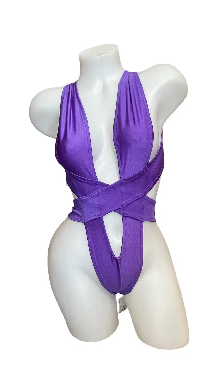 Ruffled Bodysuits with a Playful and Feminine TouchCriss Cross Bodysuit Purple