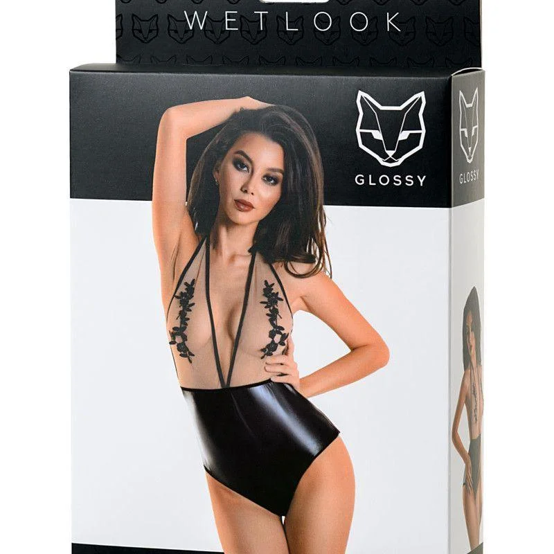 Crop Bodysuits to Pair with High - Waisted BottomsGlossy Wetlook Bodysuit Kiara