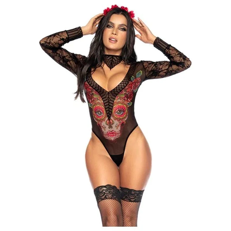 Ruffled Bodysuits with a Playful and Feminine TouchCatrina Mesh and Floral Lace Bodysuit