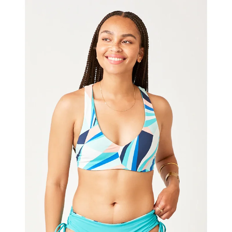 Striped bikini with a classic pattern for a timeless beach aestheticCarve La Jolla Reversible Top: Kaleidoscope/Ceramic