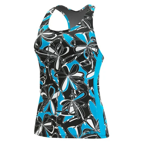 Ruched bikini with fabric gathers for a slimming effectDolfin Aquashape Knotty Flowers Racerback Tankini Top