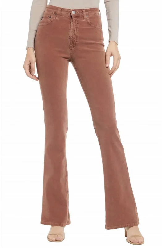 Alexxis High Waist Vintage Bootcut Pants In Sulfer Dark Walnut