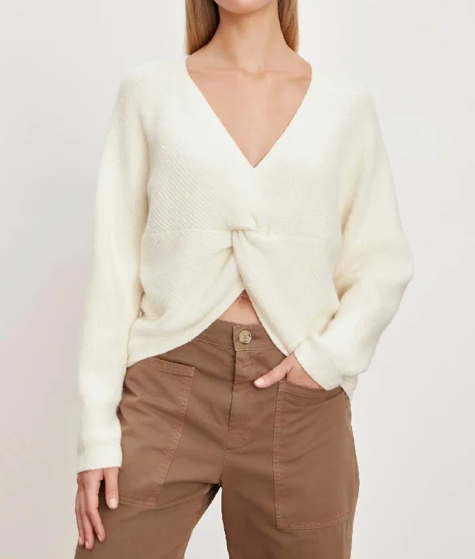 V - Neck Women Sweater to Elongate the NecklineCaitlyn Sweater In Milk