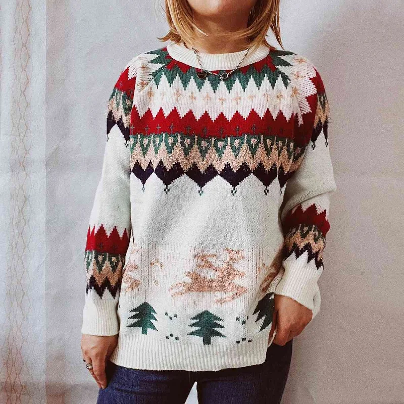 Mock - Neck Women Sweater for a Modern TwistChristmas Element Long Sleeve Sweater