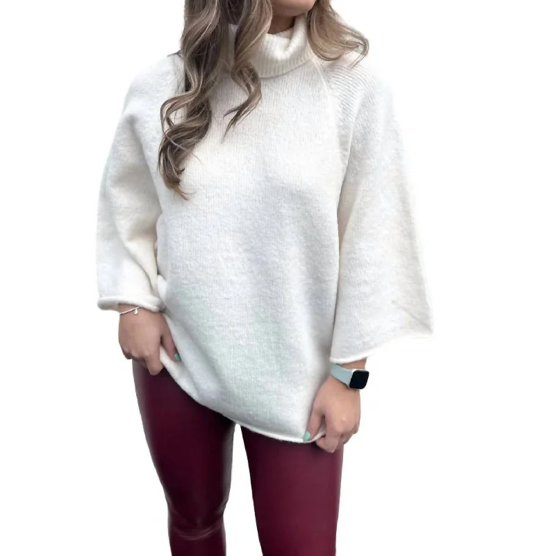 Lightweight Women Sweater for Spring and FallDolman Turtleneck Sweater In Ivory