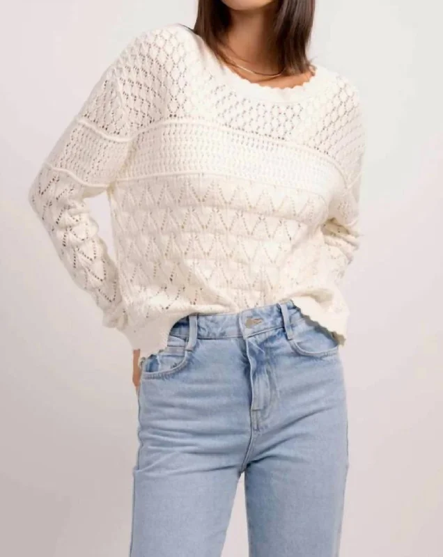 Plus - Size Women Sweater with a Flattering FitEdith Scallop Edge Sweater In White