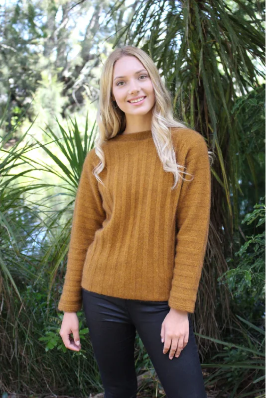 Long - Sleeve Women Sweater with Ribbed CuffsLothlorian Groove Sweater in Merino Wool and Possum Fur