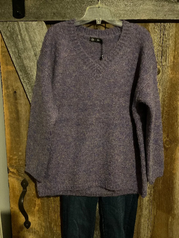 Plus - Size Women Sweater with a Flattering FitLyla & Luxe Jax Purple Marl V-Neck Sweater