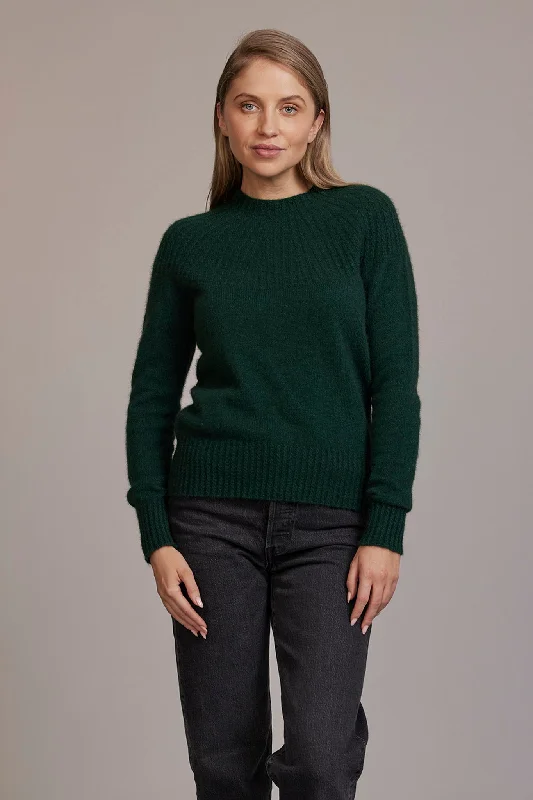 Mock - Neck Women Sweater for a Modern TwistMcDonald - Yoke Neck Cable Jersey in Merino Wool and Possum Fur