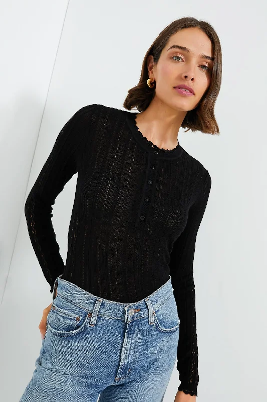 Long - Sleeve Women Sweater with Ribbed CuffsNoir Delia Top