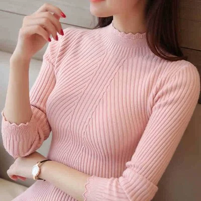 V - Neck Women Sweater to Elongate the NecklineOem  Fall Clothes Design Women Blouse Ladies Custom Knitted Woman Sweater