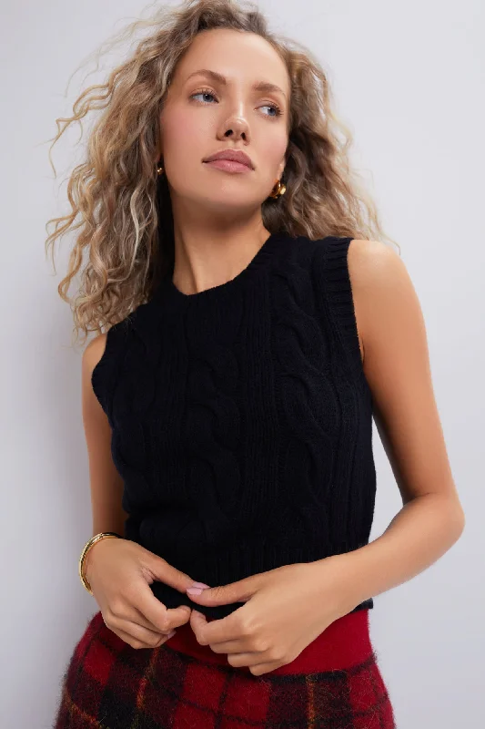 Plus - Size Women Sweater with a Flattering FitPolo Black Sleeveless Pullover