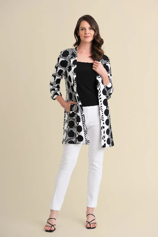 Cable - Knit Women Sweater with Intricate PatternsJoseph Ribkoff Spots and Stripes, Longline Blazer