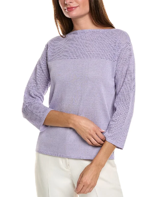 Open - Front Women Sweater for Easy LayeringSt. John Bateau Neck Sweater