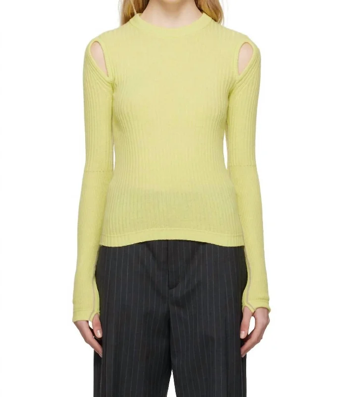 Chunky Knit Women Sweater for Winter WarmthTeardrop Rip Top In Lemon