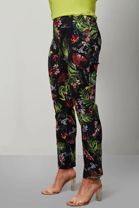 Cropped Women Sweater to Pair with High - Waisted BottomsJoseph Ribkoff Tropical Print Trousers