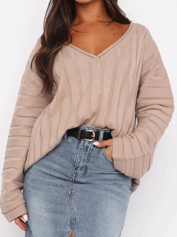 Hooded Women Sweater for Added Comfort and StyleV-Neck Dropped Shoulder Sweater