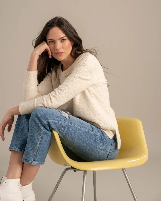 Lightweight Women Sweater for Spring and FallEcoKnit™ Textured Boxy Crew