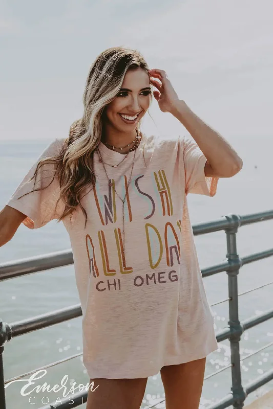 V - Neck Women T Shirt to Enhance the NecklineChi Omega Wish All Day Tee