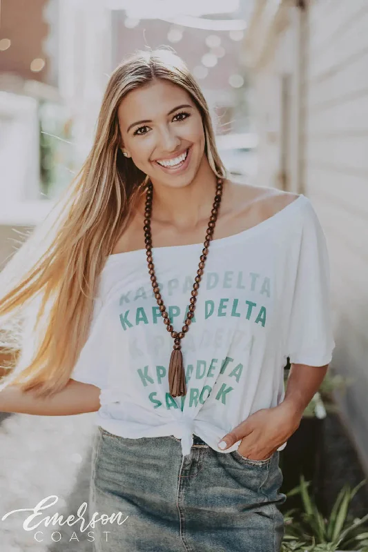 Distressed Women T Shirt with a Laid - Back AestheticKappa Delta Shamrock T-shirt