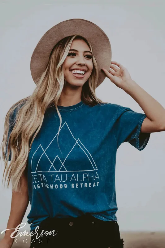 Striped Women T Shirt in a Classic PatternZeta Tau Alpha Retreat Mineral Wash Tee