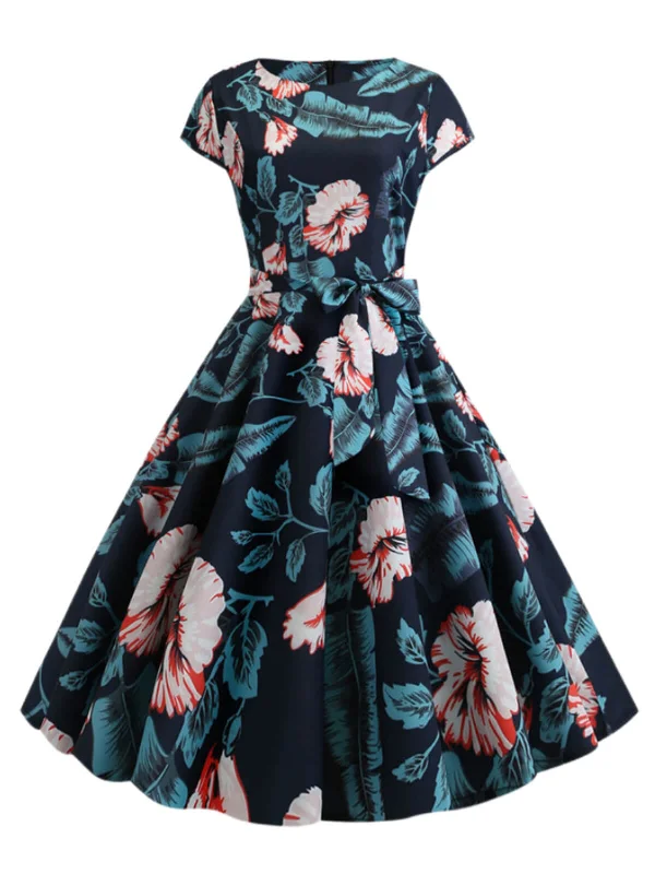 Strapless Women Dress with a Built - in Bra for Comfort and Support1950s Retro Floral Swing Dress