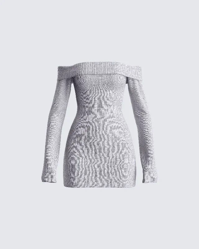 Printed Abstract Women Dress for a Modern and Artistic AppealAbeni Grey Sweater Mini Dress