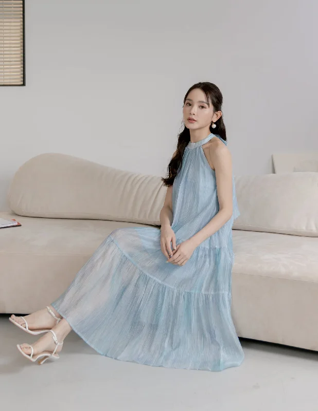 Sheath Women Dress with a Tailored Fit for a Professional LookAdelia Organza Ombre Dress in Blue