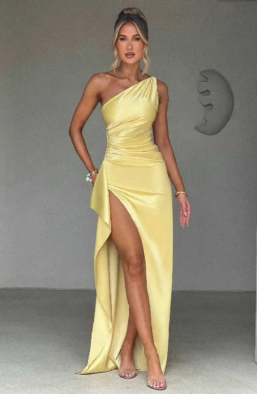 Pleated Women Dress with a Timeless and Elegant TextureAriel Maxi Dress - Lemon