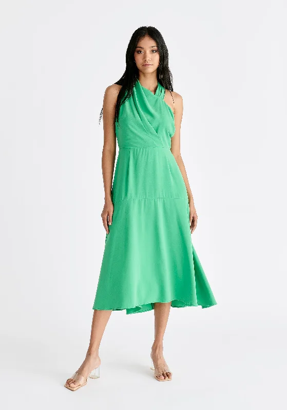 Shift Women Dress with a Simple and Classic Design for Everyday WearAsymmetric Neck Midi Dress