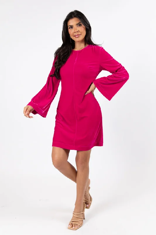 Sleeveless Women Dress in Bright Colors for Summer PartiesBold As Love Pink Crushed Velvet Back Detail Mini Dress