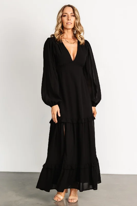 Lace - Embellished Women Dress for an Elegant and Sophisticated AppearanceBowman Deep V Maxi Dress | Black