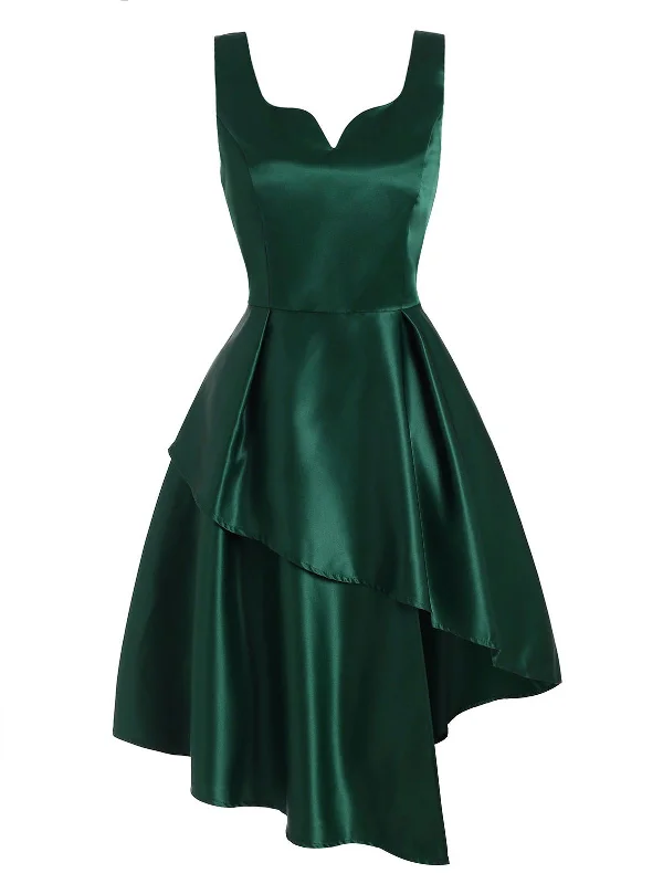 Mini Women Dress with a Short Hem for a Young and Trendy StyleDark Green 1950s Hi-Lo Swing Dress