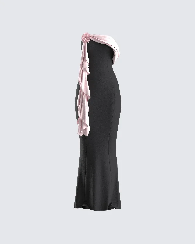 Ball Gown Women Dress with a Full Skirt for a Princess - like LookIshita Black Draped Maxi Dress