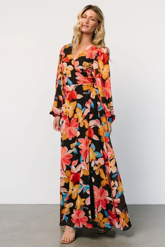 Empire Waist Women Dress to Accentuate the Bust and Conceal the WaistKatinka Wrap Maxi Dress | Tropical Night Floral