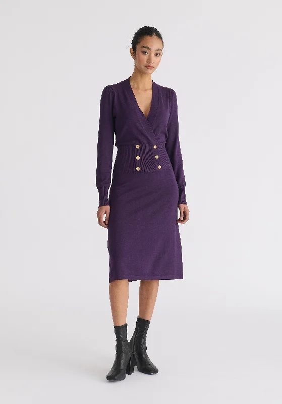 Backless Women Dress for a Sexy and Alluring Look at Evening EventsLong Sleeve Knitted Button Wrap Dress