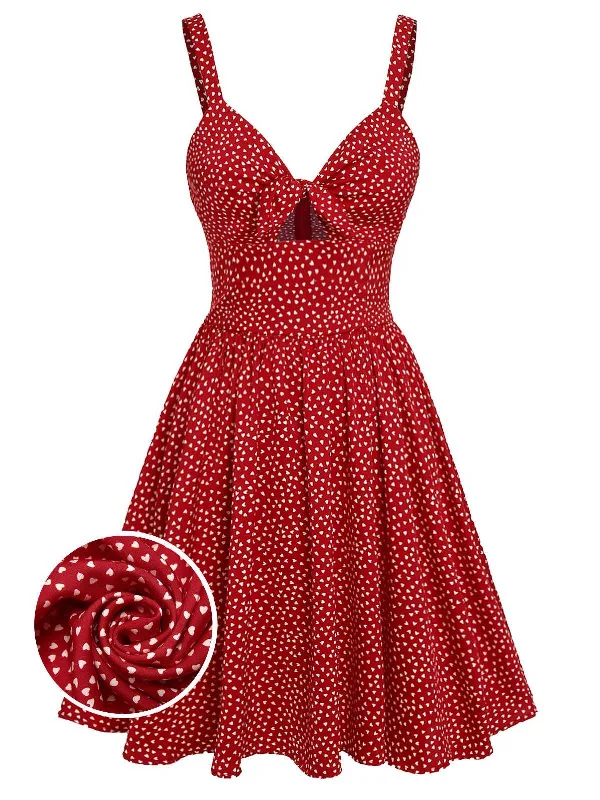 Backless Women Dress for a Sexy and Alluring Look at Evening EventsRed 1950s Spaghetti Strap Heart Print Dress