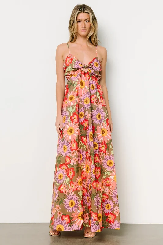 Printed Abstract Women Dress for a Modern and Artistic AppealRosalee Maxi Dress | Flower Multi