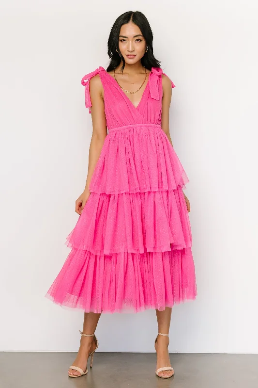 Sheath Women Dress with a Tailored Fit for a Professional LookTessa Tiered Tulle Tank Dress | Hot Pink