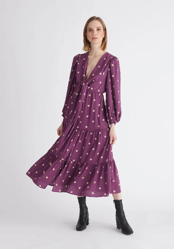 Mermaid - Style Women Dress with a Fitted Silhouette for Special OccasionsTiered Hem Polka Dot Dress