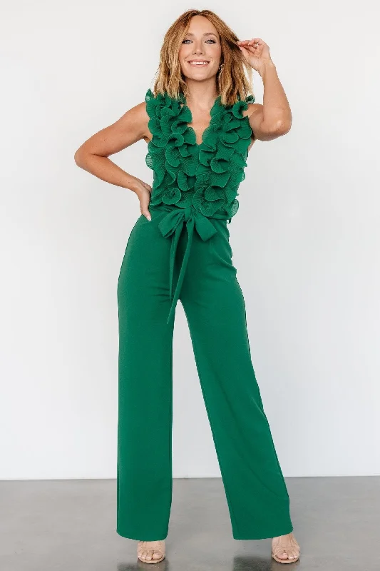 Empire Waist Women Dress to Accentuate the Bust and Conceal the WaistTyra Ruffle Tank Jumpsuit | Green