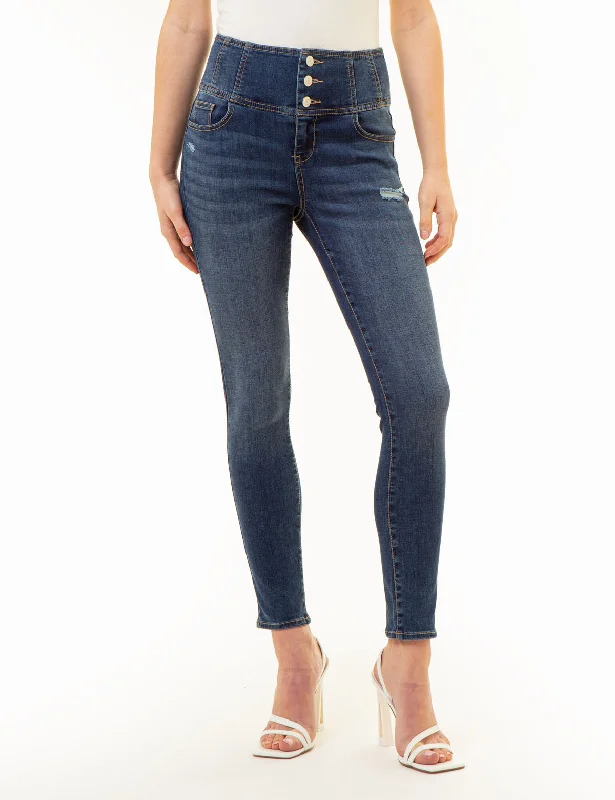 Straight - leg women jeans with a classic and timeless appealHIGH RISE CORSET SKINNY JEANS