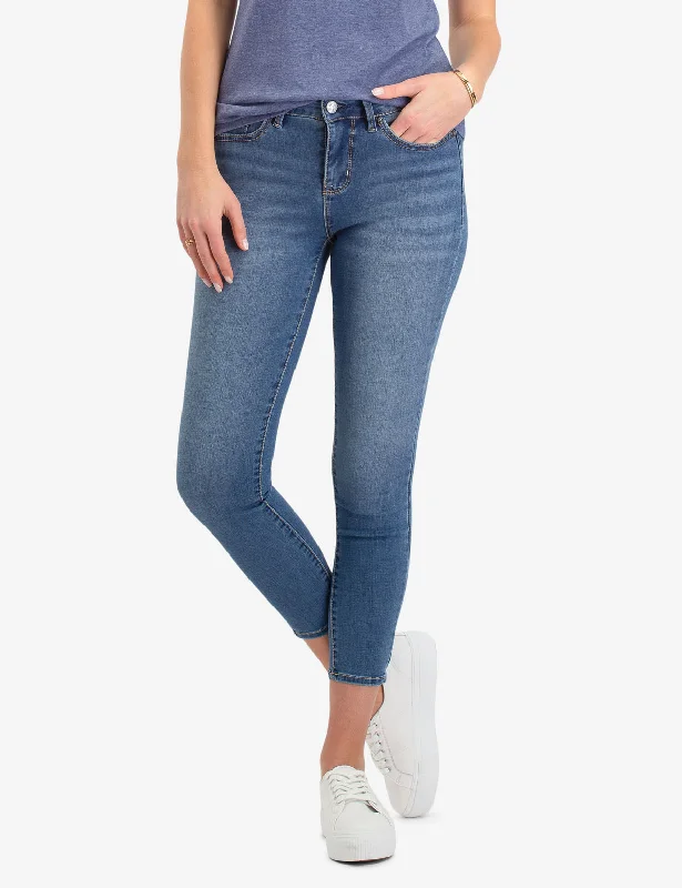 Embroidered women jeans with intricate patternsREPREVE® MID-RISE JEGGING