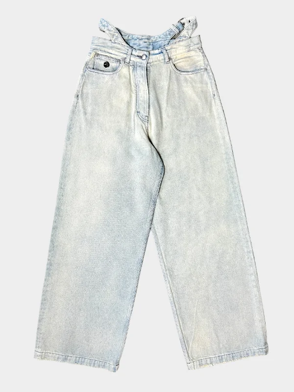 Acid - wash women jeans with a retro finishWaist Belt Jeans