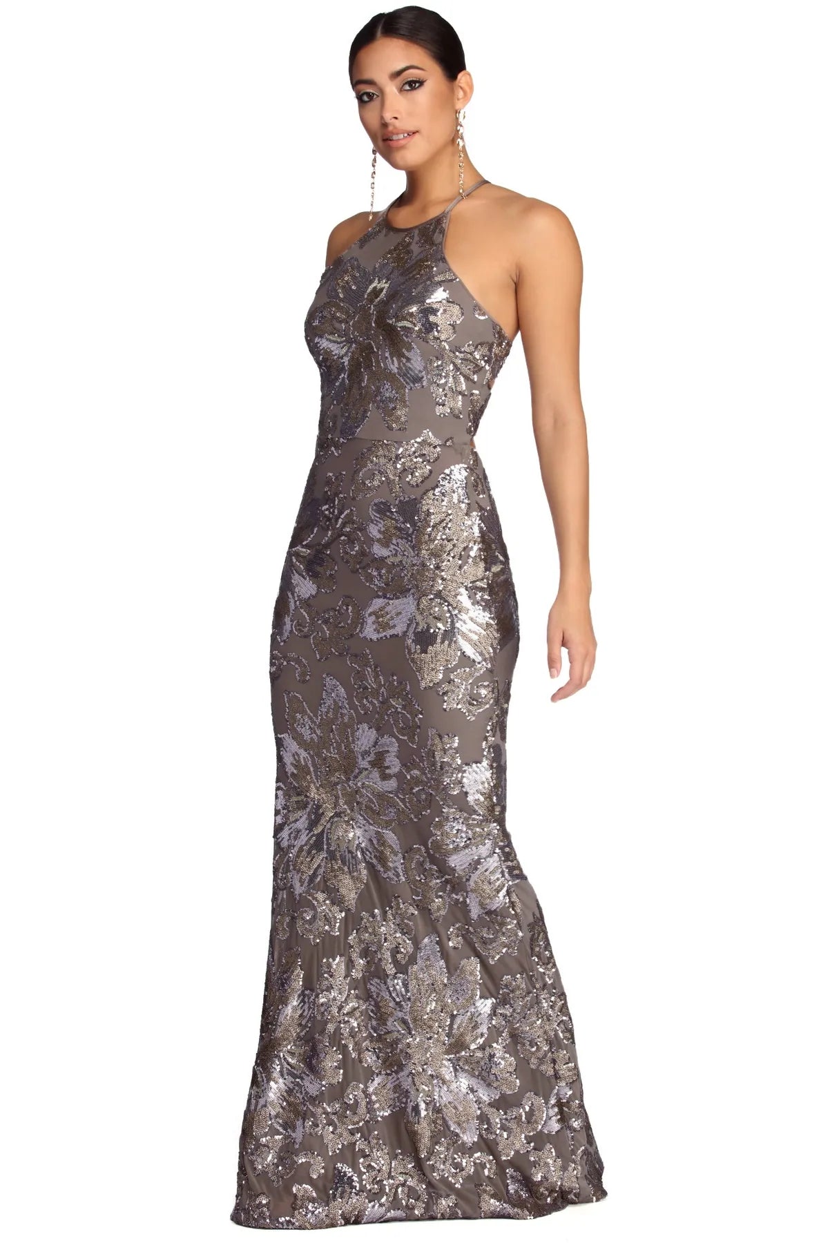 Mermaid - Style Women Dress with a Fitted Silhouette for Special OccasionsAaliyah Formal Sequin Open Back Dress